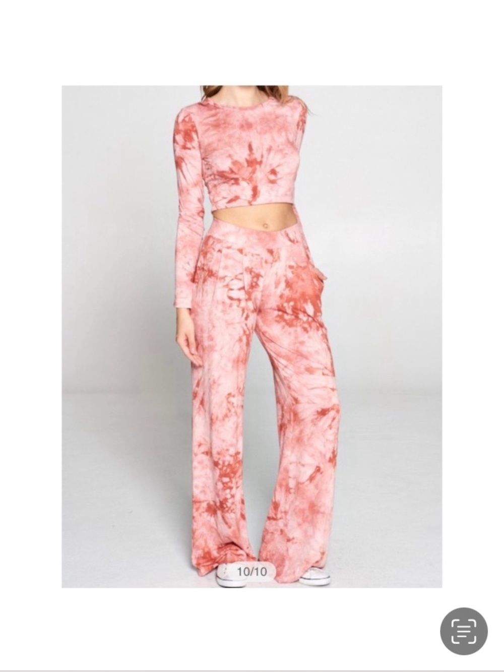 Women's Pink Tie-Dye Set Wide Leg Pants - Relaxed Pull-On Style Size Small NWT